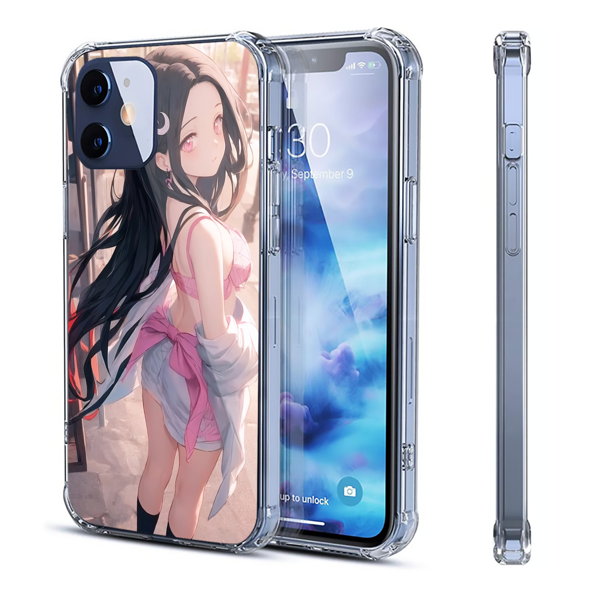 （画像用） 鬼滅の刃（きめつのやいば）竈門 禰󠄀豆子／かまど ねずこ Kamado Nezuko 【iPhone 12シリーズ対応】透明スマホケース（クリアソフトケース）